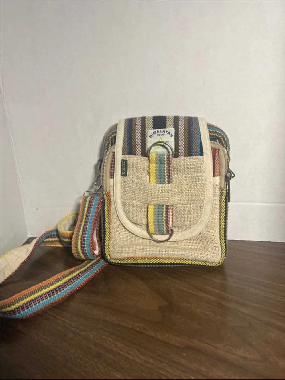 Himalayan Multi-Stripe Hemp Crossbody Bag - Natural Multi